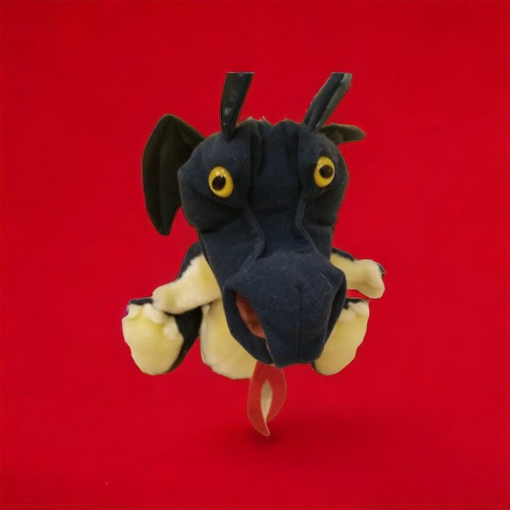 Vintage Folkmanis FolkTails Hand Puppet Green Dragon Plush Winged Fantasy 16"
